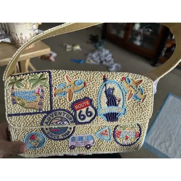 World Travel Beaded Handcrafted Made in India Bag Nwt - Picture 7 of 7